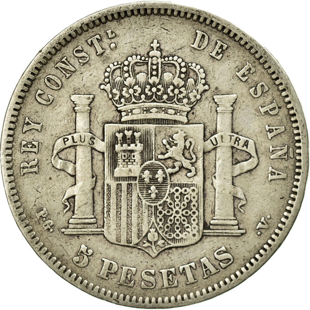Coin, Spain, Alfonso XIII, 5 Pesetas, 1894, Valencia, VF(20-25), Silver, KM:700
