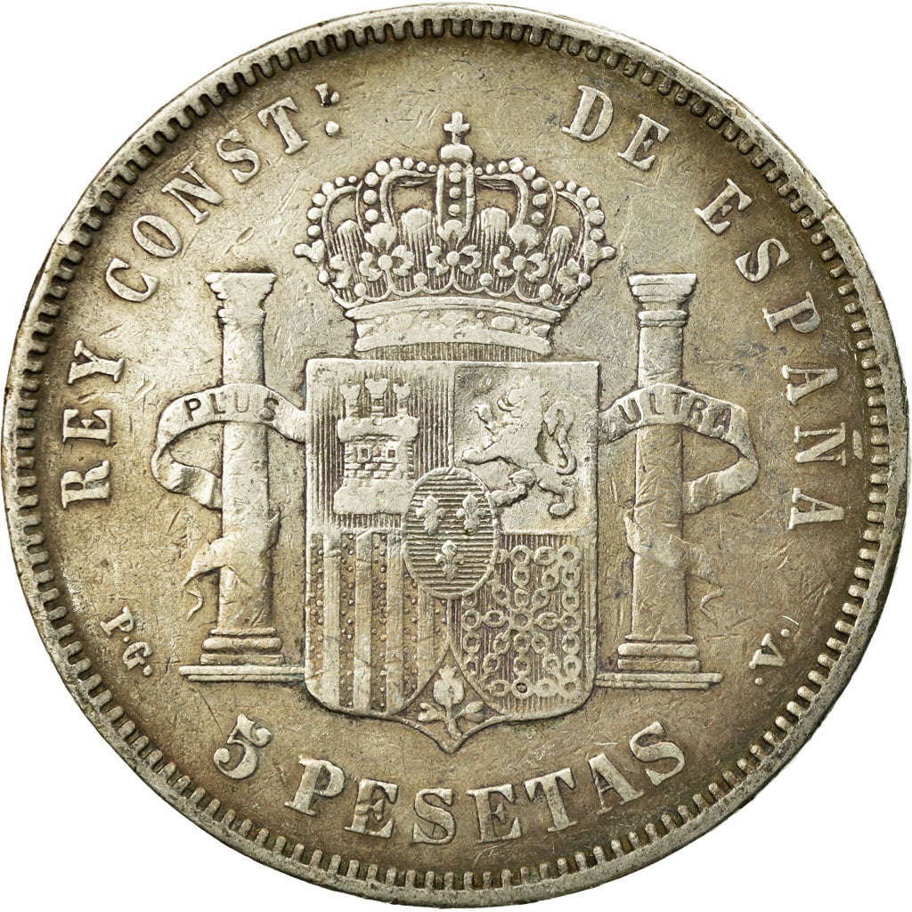 Moneta, Spagna, Alfonso XIII, 5 Pesetas, 1894, Valencia, MB, Argento, KM:700