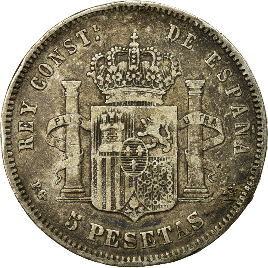 Moneta, Spagna, Alfonso XIII, 5 Pesetas, 1893, Madrid, MB+, Argento, KM:700