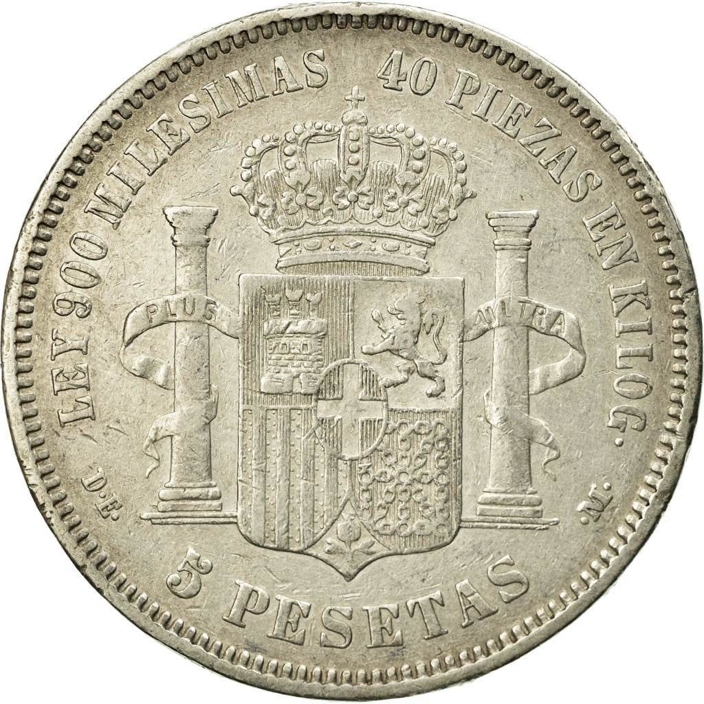 Moneta, Spagna, Amadeao I, 5 Pesetas, 1871, Madrid, BB, Argento, KM:666