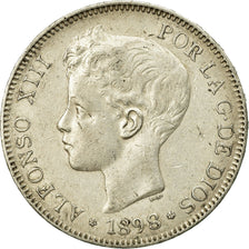 Coin, Spain, Alfonso XIII, 5 Pesetas, 1898, Madrid, EF(40-45), Silver, KM:707