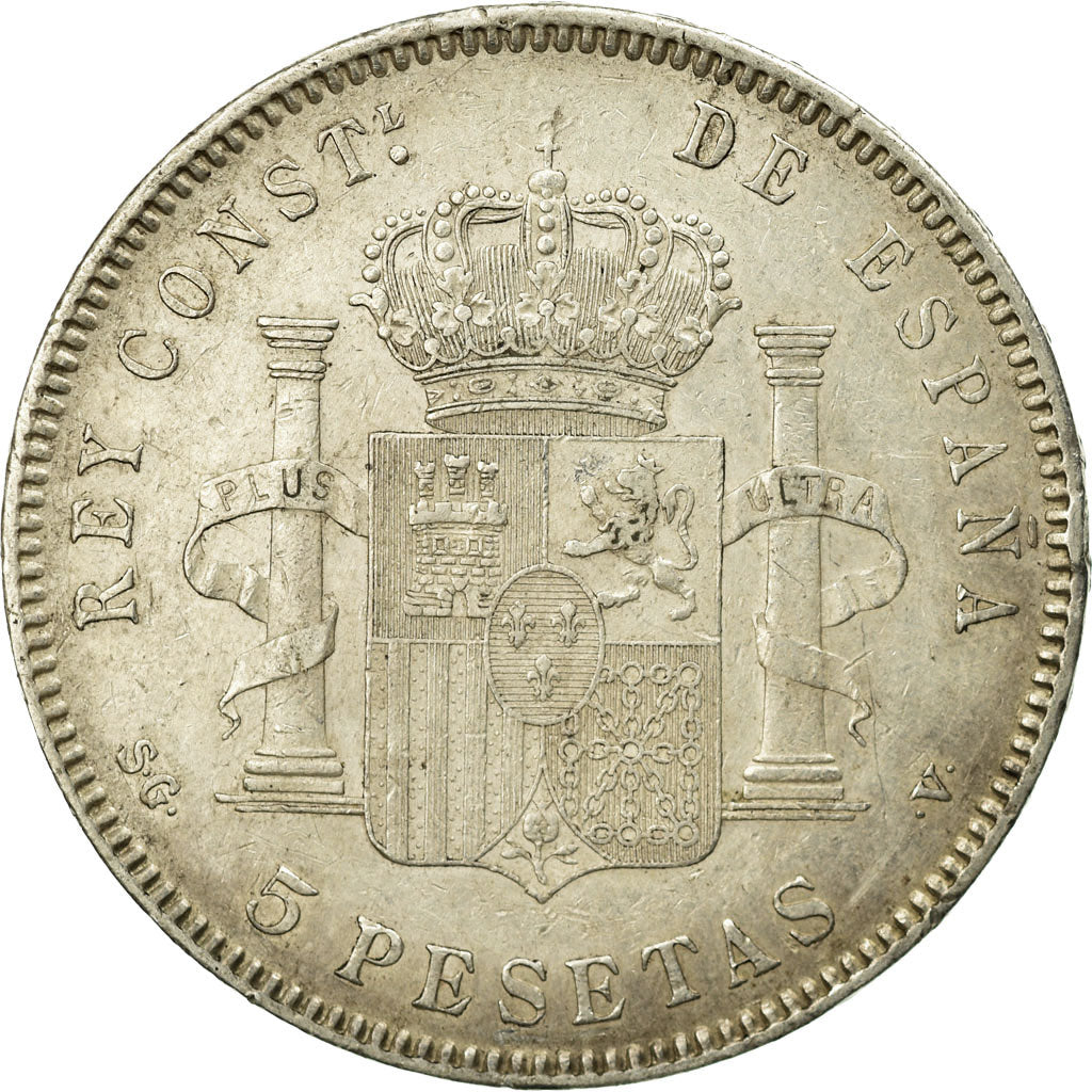 Coin, Spain, Alfonso XIII, 5 Pesetas, 1898, Madrid, EF(40-45), Silver, KM:707