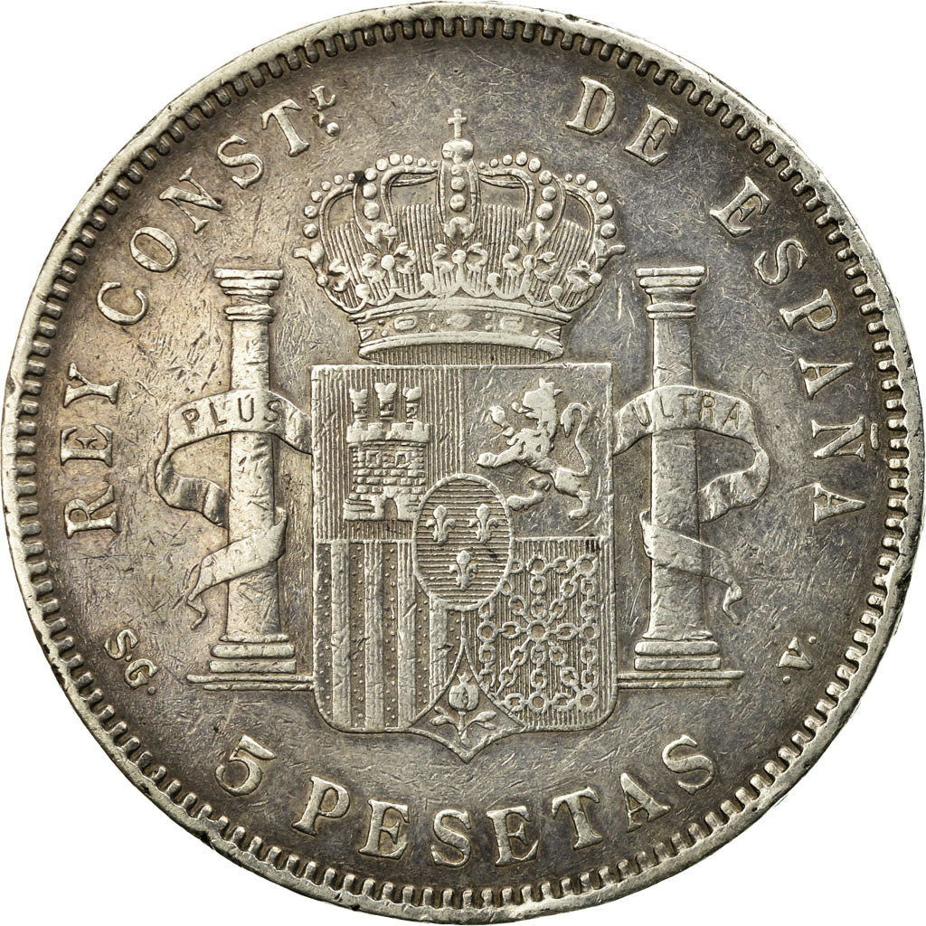 Moneda, España, Alfonso XIII, 5 Pesetas, 1898, Madrid, MBC, Plata, KM:707