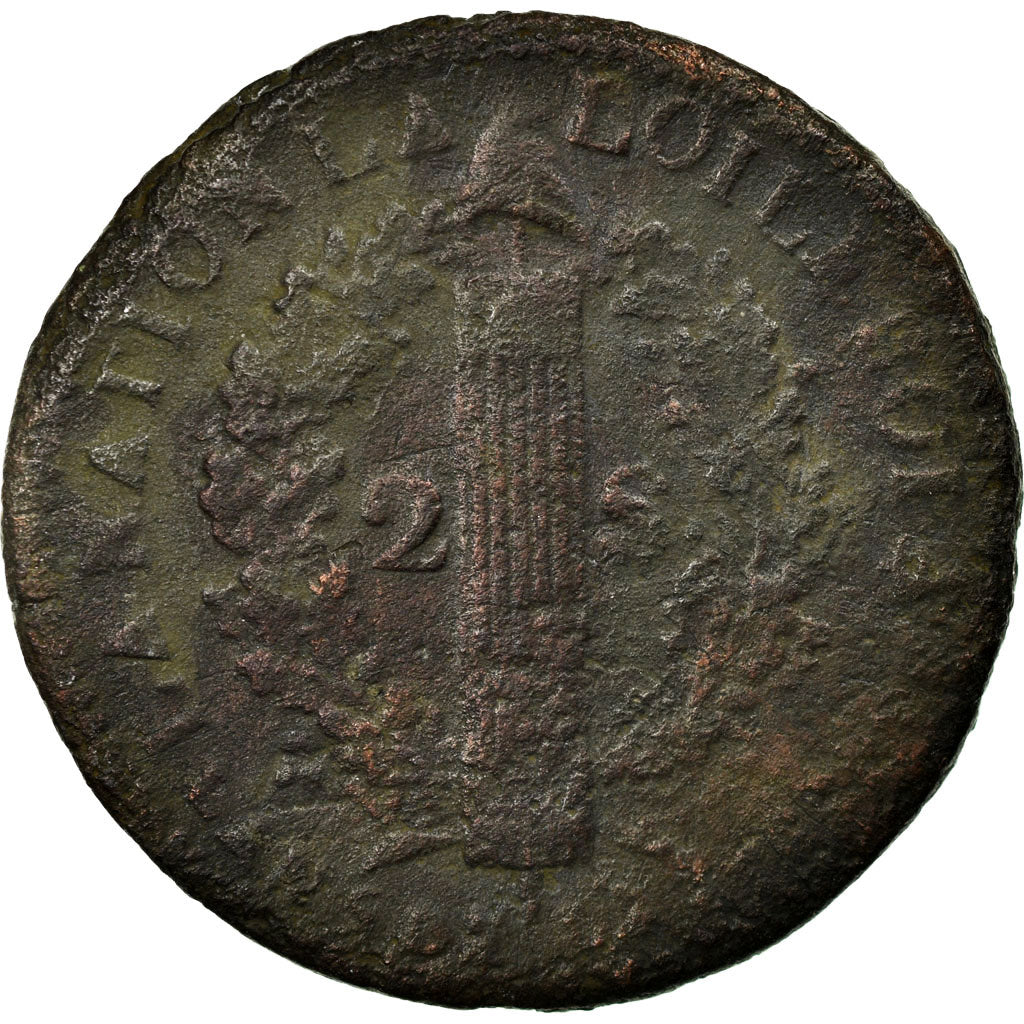 Münze, Frankreich, 2 sols françois, 2 Sols, 1793, Marseille, SGE+, Bronze