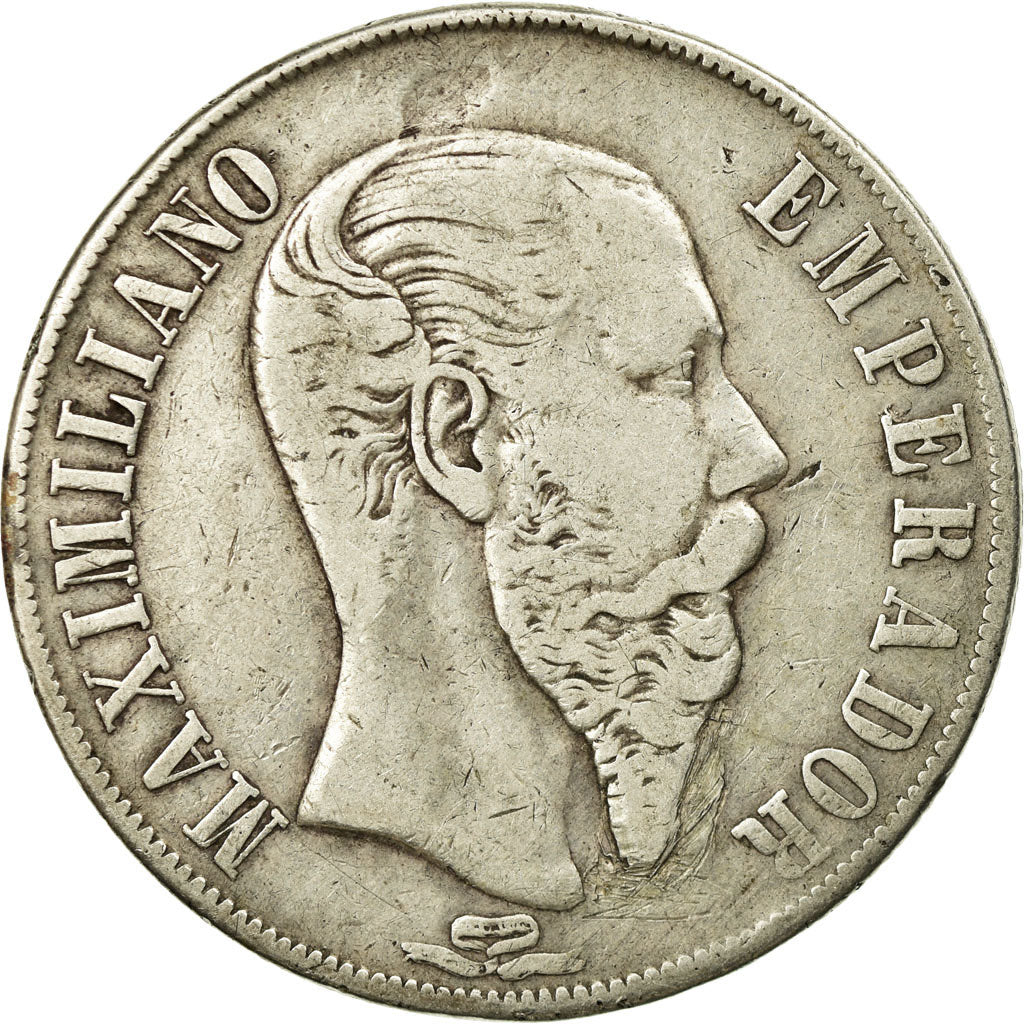 Coin, Mexico, Maximilian, Peso, 1867, Mexico City, VF(30-35), Silver, KM:388.1