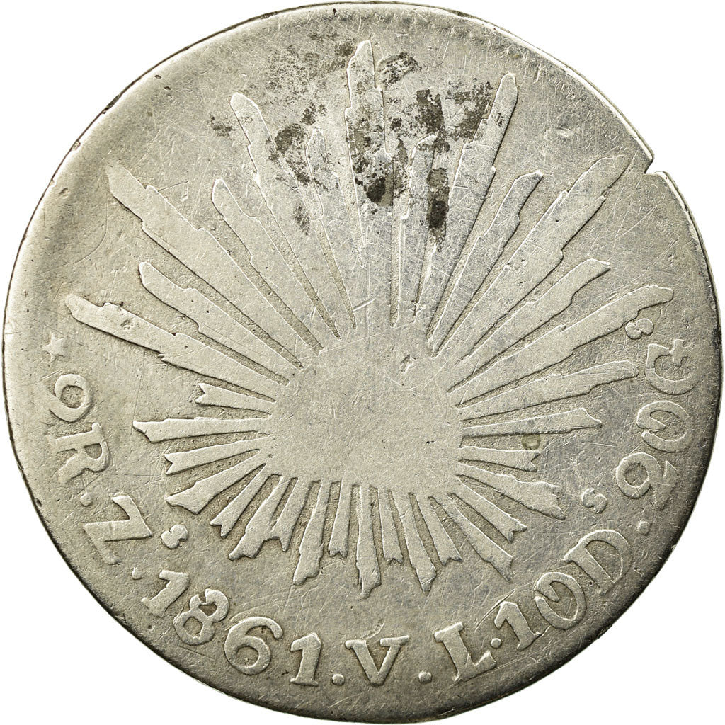 Coin, Mexico, 2 Reales, 1861, Guanajuato, VF(20-25), Silver, KM:374.8