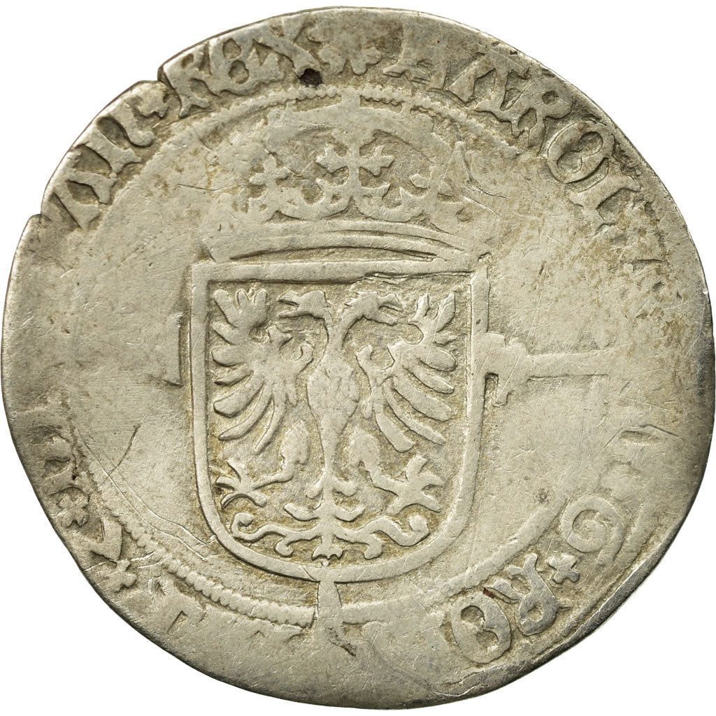 Monnaie, Belgique, Charles Quint, 1/2 Réal, Anvers, TB, Argent, Boudeau:2296