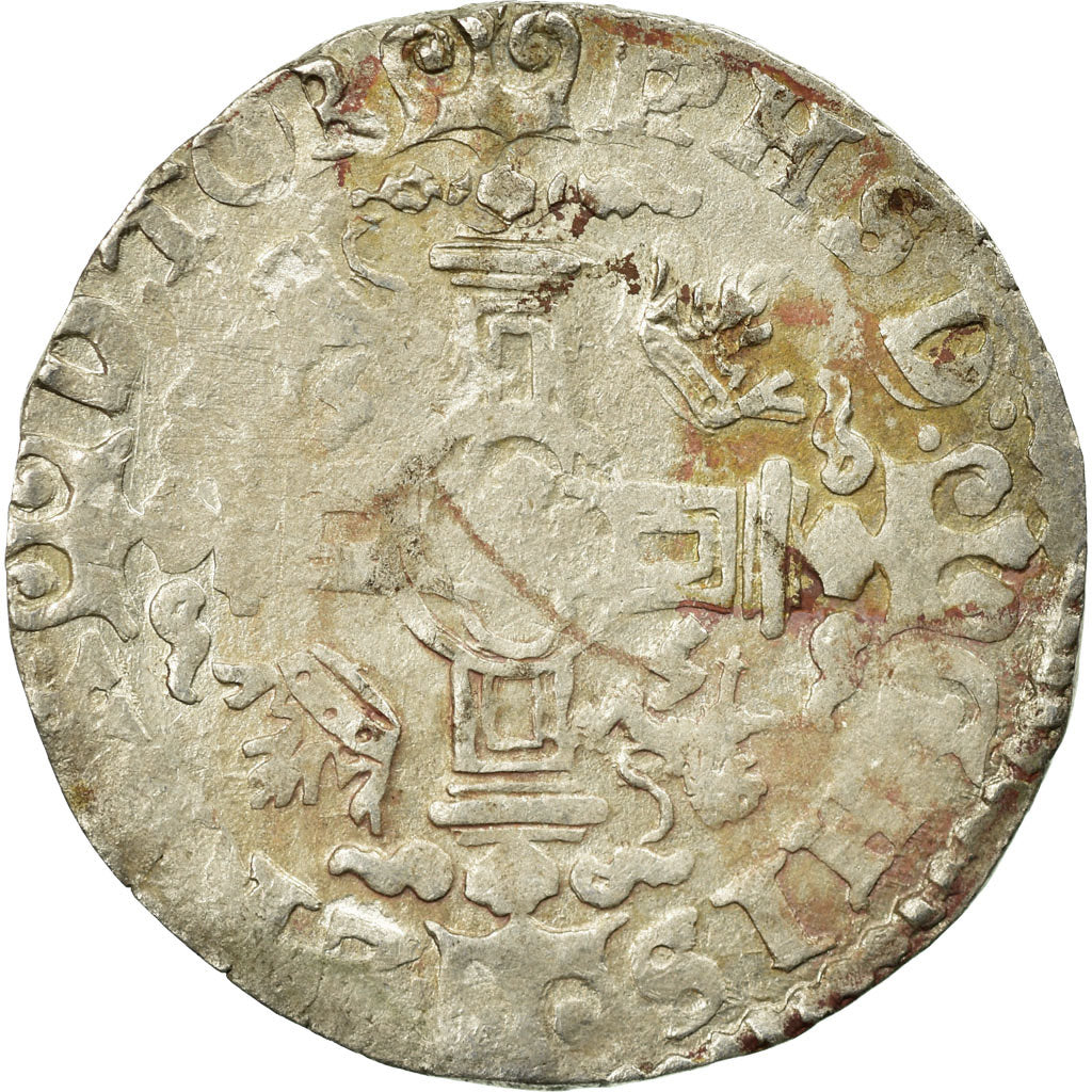 Coin, Spanish Netherlands, Philip II, Double Patard, Tournai, VF(30-35), Silver