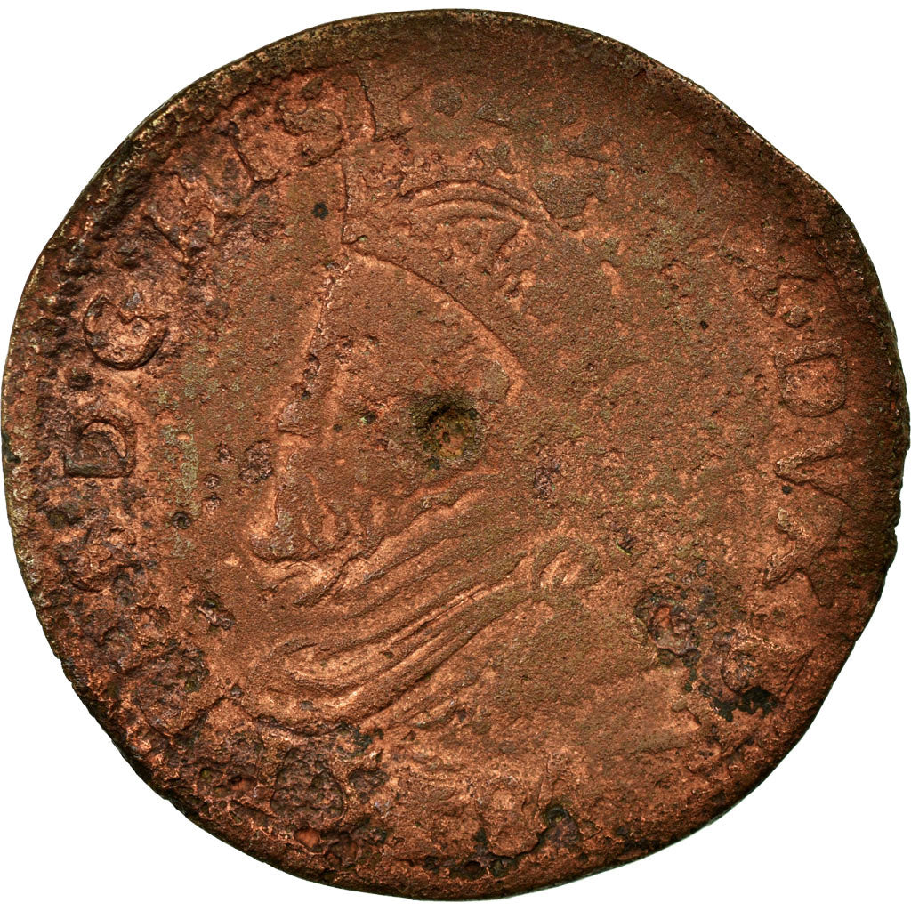 Moneta, Paesi Bassi Spagnoli, Philip II, Liard, 1584, Anvers, B+, Rame