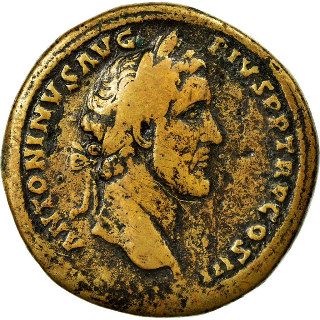 Monnaie, Antonin le Pieux, Sesterce, 142, Rome, Très rare, TB+, Cuivre