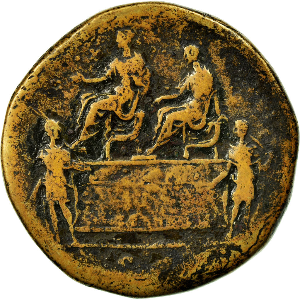 Monnaie, Antonin le Pieux, Sesterce, 142, Rome, Très rare, TB+, Cuivre