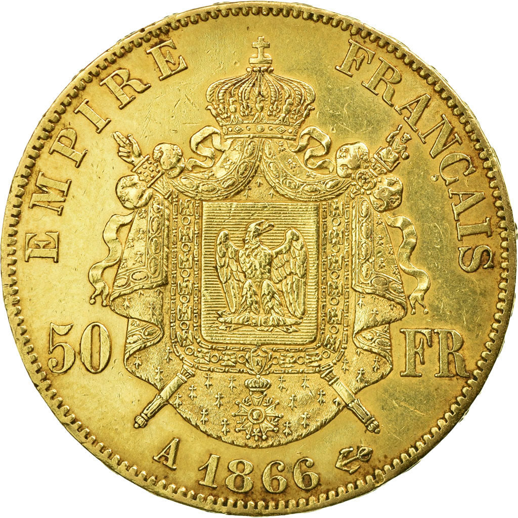 Monnaie, France, Napoleon III, Napoléon III, 50 Francs, 1866, Paris, TTB+, Or