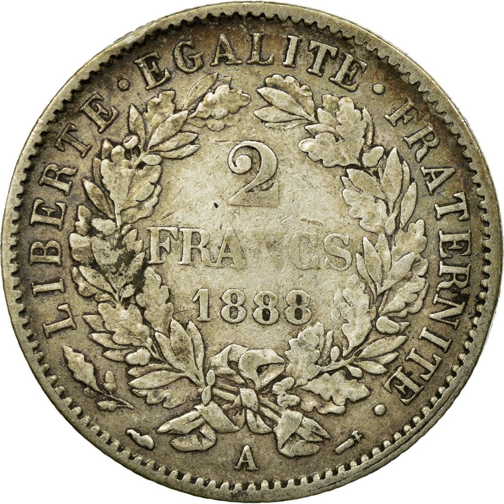 Monnaie, France, Cérès, 2 Francs, 1888, Paris, TB+, Argent, Gadoury:530a