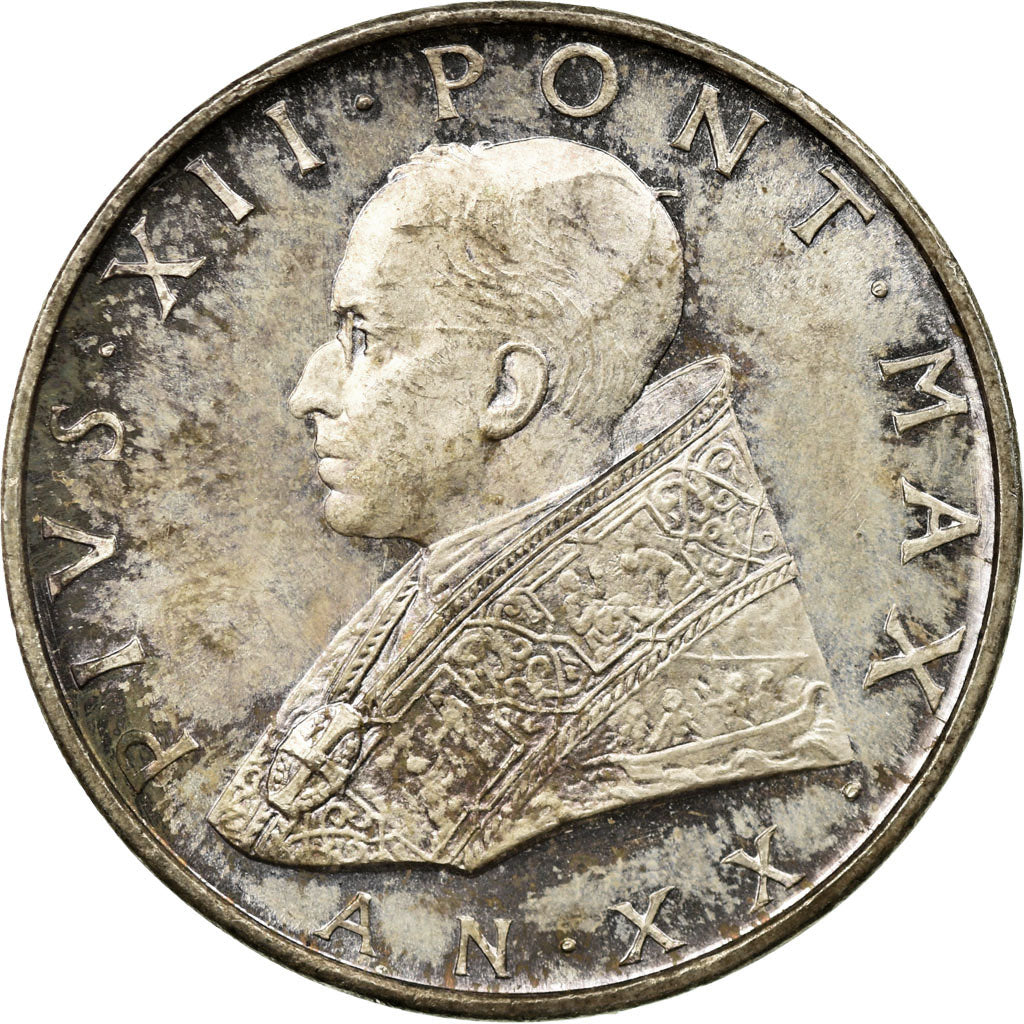 Coin, VATICAN CITY, Pius XII, 500 Lire, 1958, MS(63), Silver, KM:56