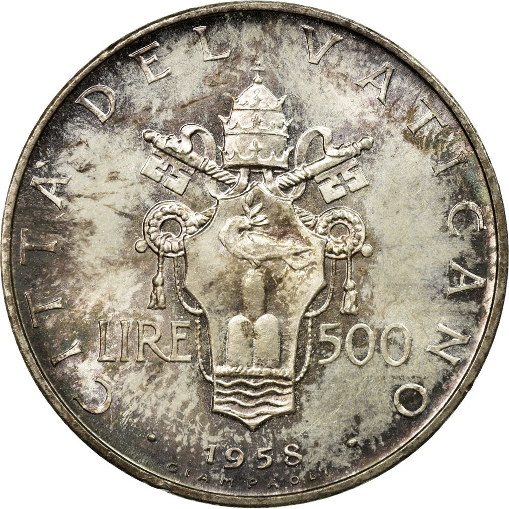 Coin, VATICAN CITY, Pius XII, 500 Lire, 1958, MS(63), Silver, KM:56