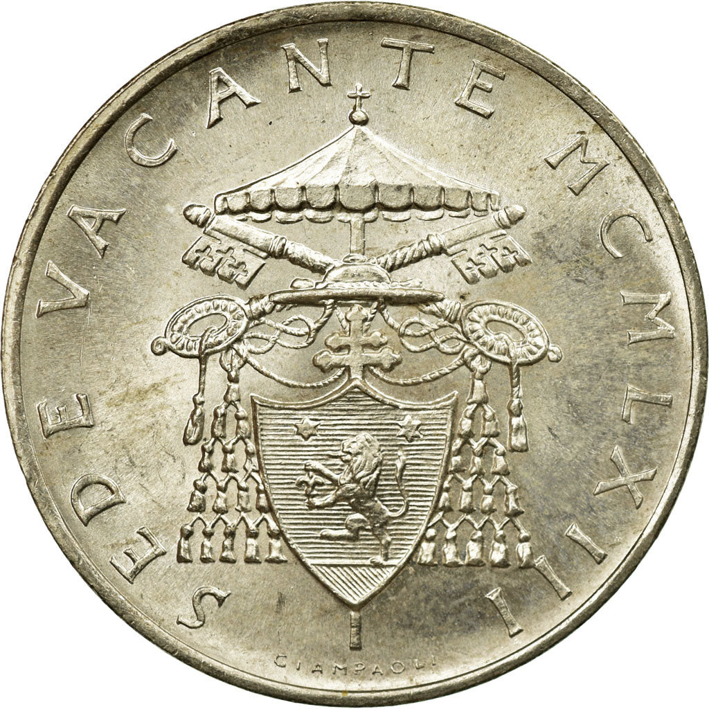 Coin, VATICAN CITY, Sede Vacante, 500 Lire, 1963, Roma, MS(63), Silver, KM:75