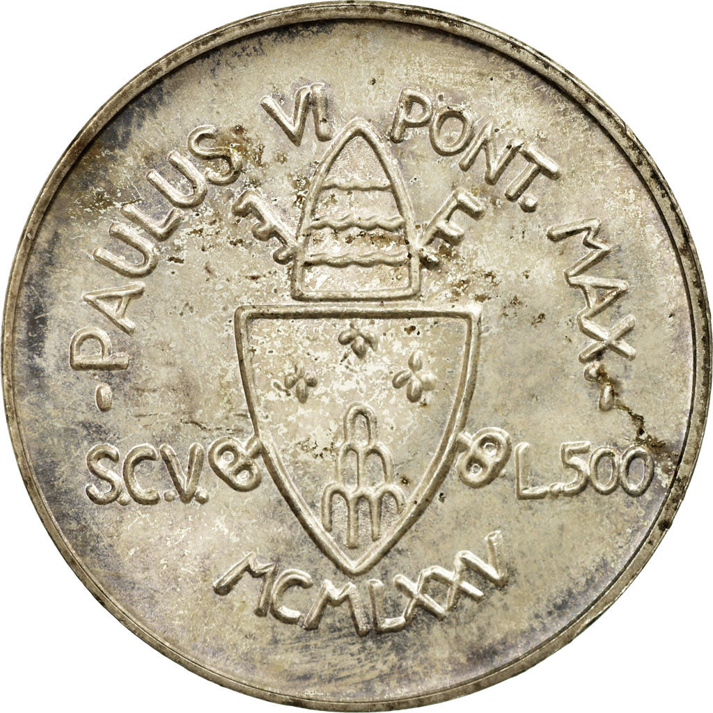 Coin, VATICAN CITY, Paul VI, 500 Lire, 1975, Roma, MS(63), Silver, KM:131