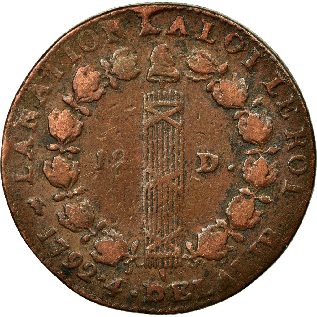 Moneta, Francia, 12 deniers françois, 12 Deniers, 1792, Lyon, MB+, Bronzo