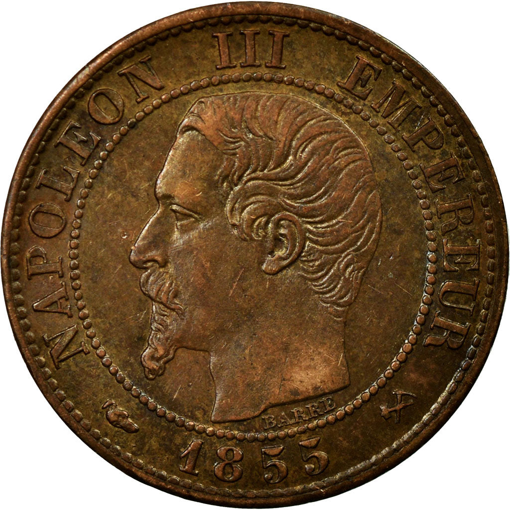 Moneta, Francja, Napoleon III, Napoléon III, Centime, 1855, Rouen, AU(55-58)
