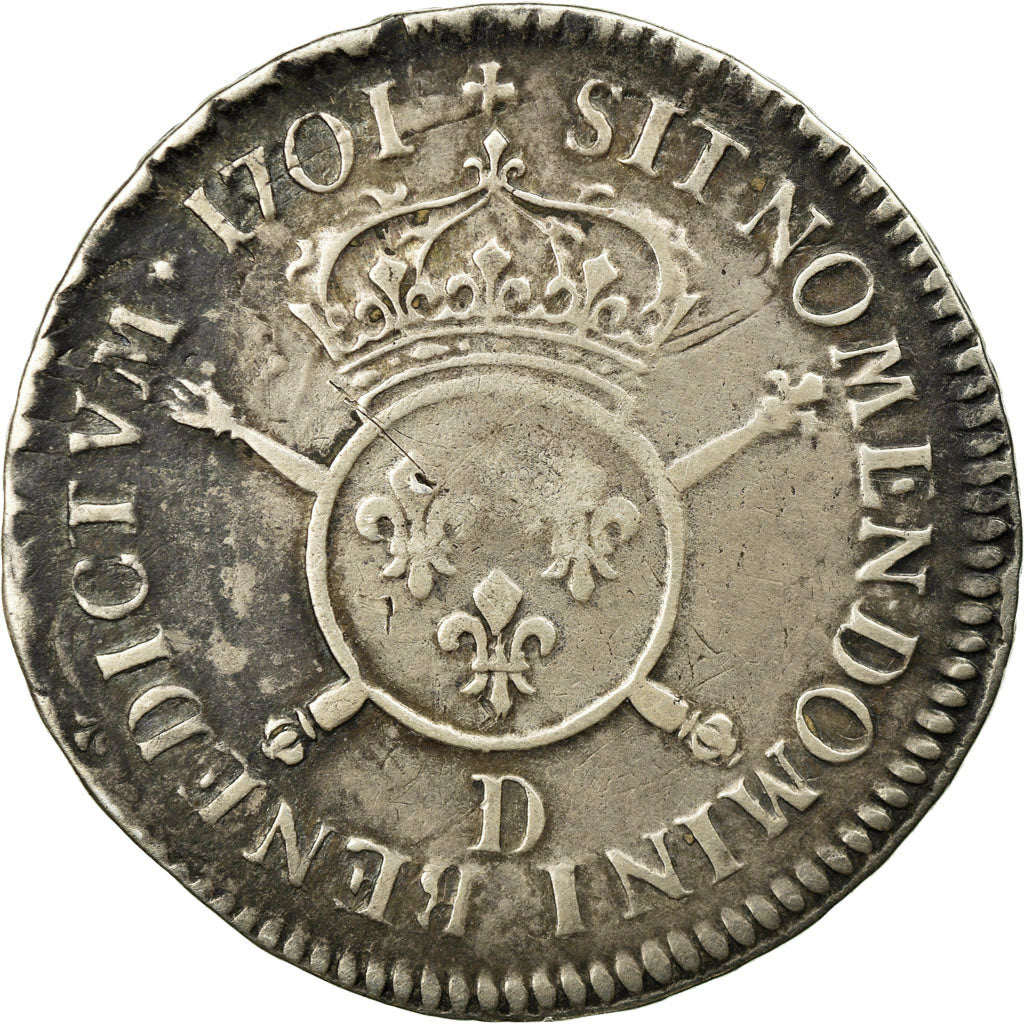 Coin, France, Louis XIV, 1/2 Écu aux insignes, buste du type aux palmes, 1/2