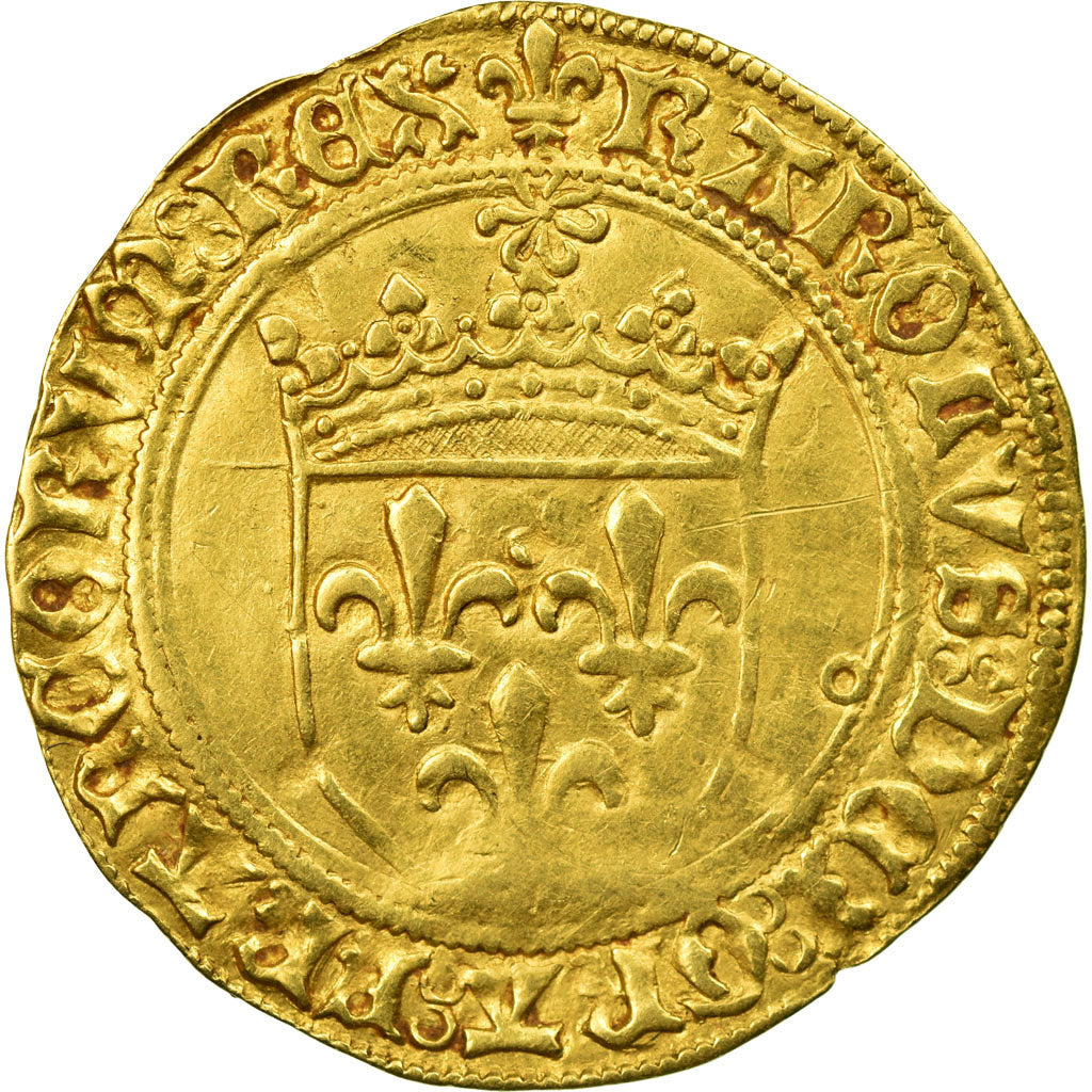 Moneda, Francia, Charles VIII, Ecu d'or, Poitiers, MBC, Oro, Duplessy:575A