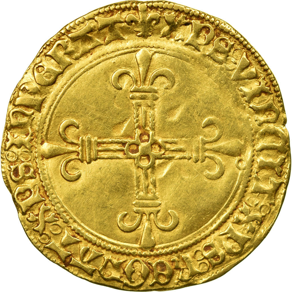 Moneda, Francia, Charles VIII, Ecu d'or, Poitiers, MBC, Oro, Duplessy:575A