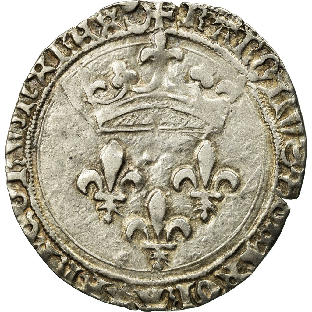 Monnaie, France, Charles VII, Gros de Roi, Montpellier, TB+, Argent