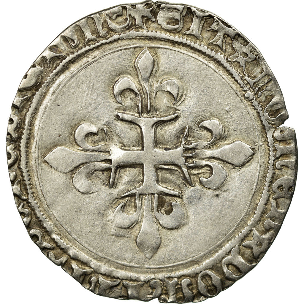 Monnaie, France, Charles VII, Gros de Roi, Montpellier, TB+, Argent