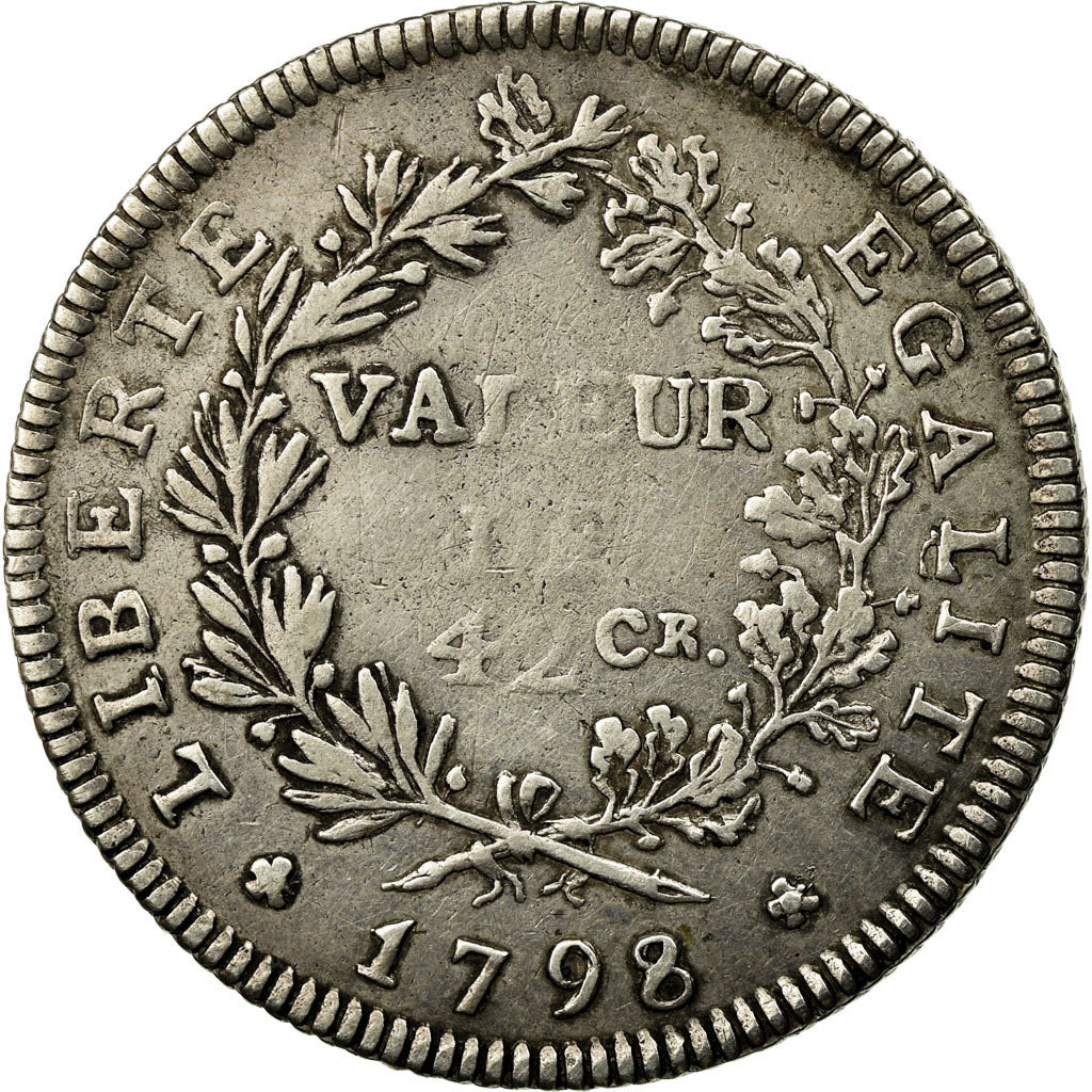 Münze, SWISS CANTONS, FREIBURG, 42 Kreuzer, 1798, Fribourg, S+, Silber, KM:65