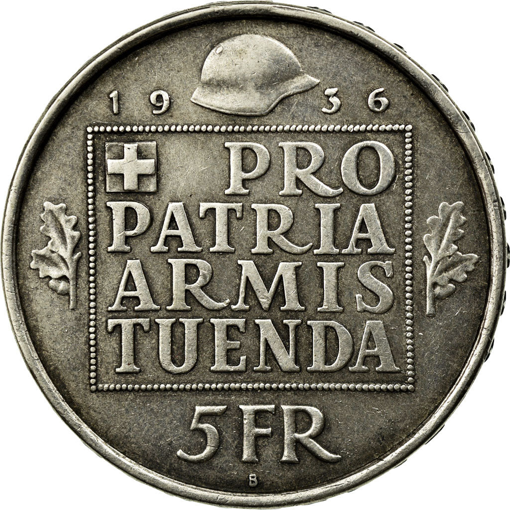 Coin, Switzerland, 5 Francs, 1936, Bern, MS(60-62), Silver, KM:41