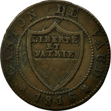 Coin, SWISS CANTONS, VAUD, 1/2 Batzen-5 Rappen, 1816, VF(30-35), Billon, KM:6