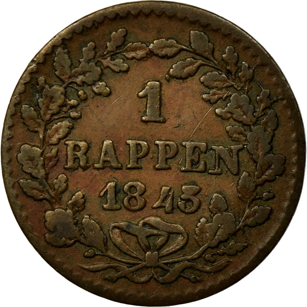 Coin, SWISS CANTONS, LUZERN, Rappen, 1845, AU(50-53), Copper, KM:119