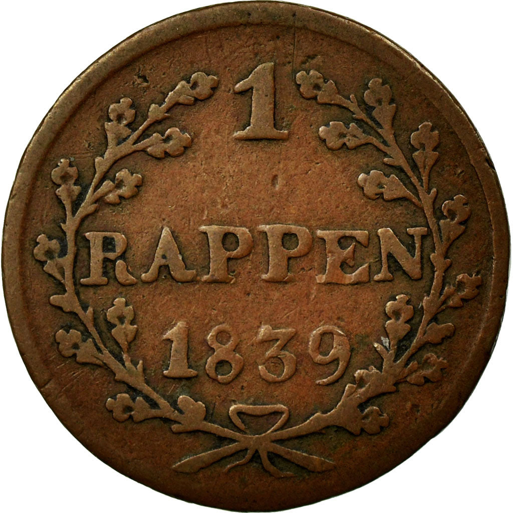 Coin, SWISS CANTONS, LUZERN, Rappen, 1839, EF(40-45), Copper, KM:118