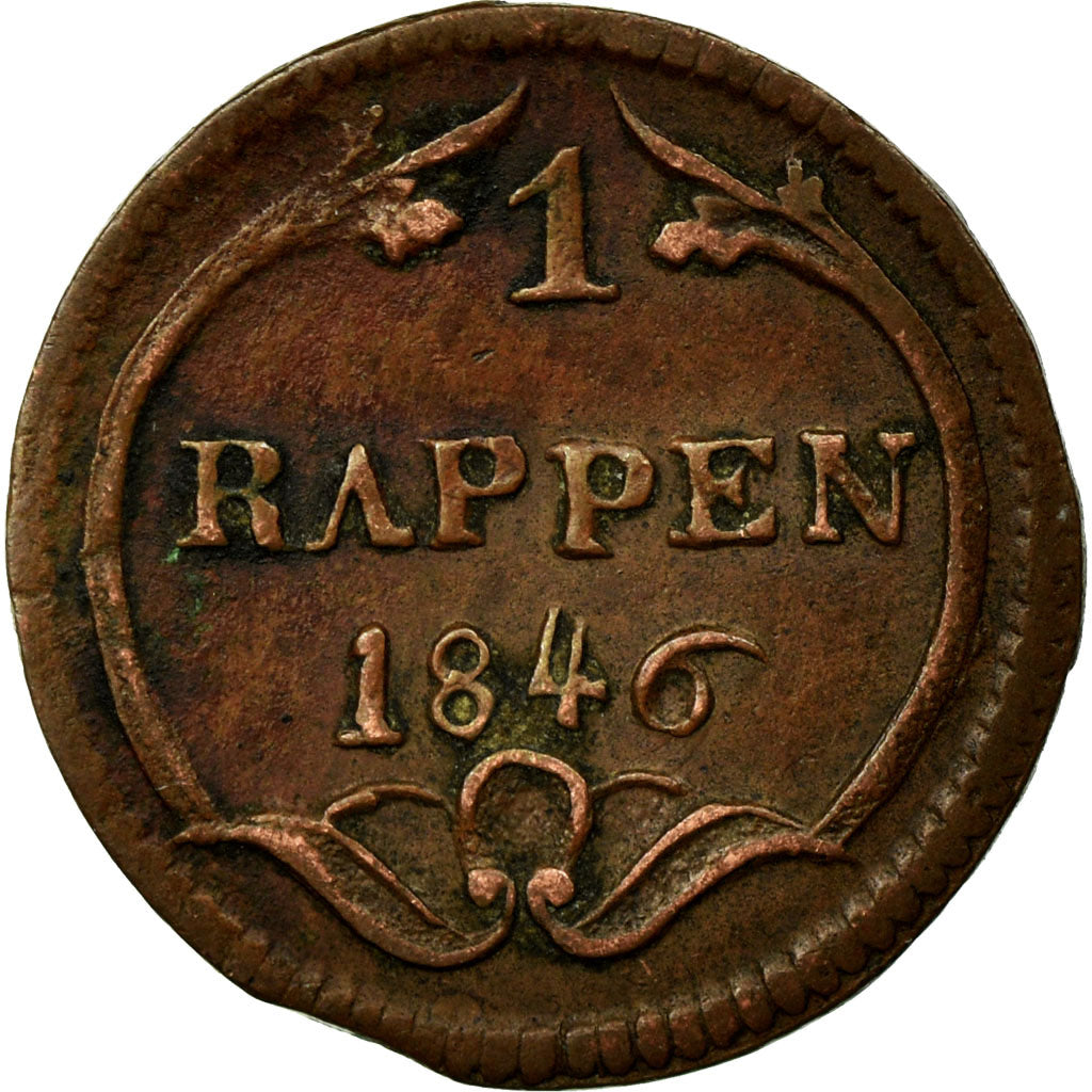 Coin, SWISS CANTONS, SCHWYZ, Rappen, 1846, AU(50-53), Copper, KM:65