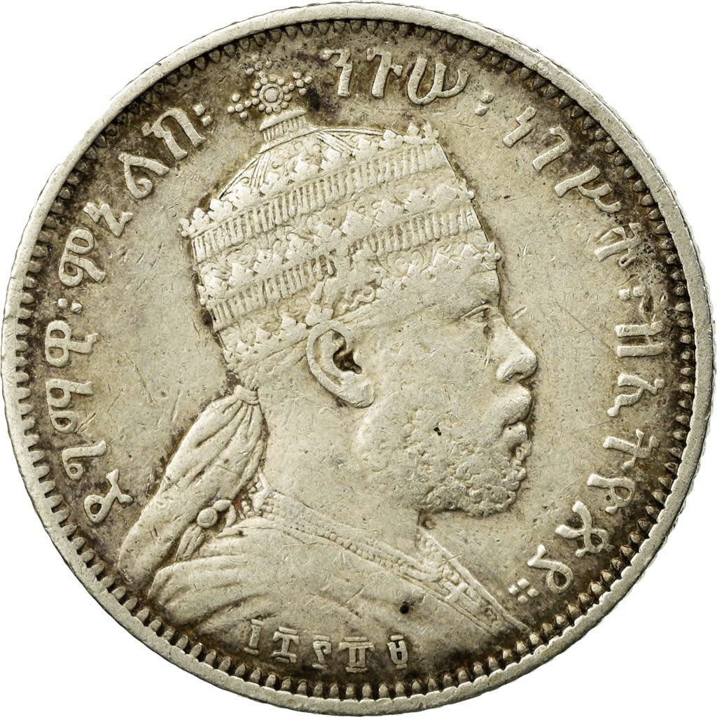 Coin, Ethiopia, Menelik II, 1/4 Birr, 1897, Paris, VF(30-35), Silver, KM:3