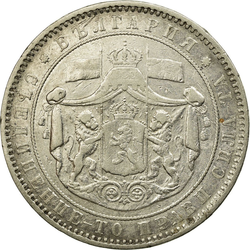 Moneta, Bulgaria, Alexander  I, 5 Leva, 1885, St. Petersburg, MB+, Argento, KM:7