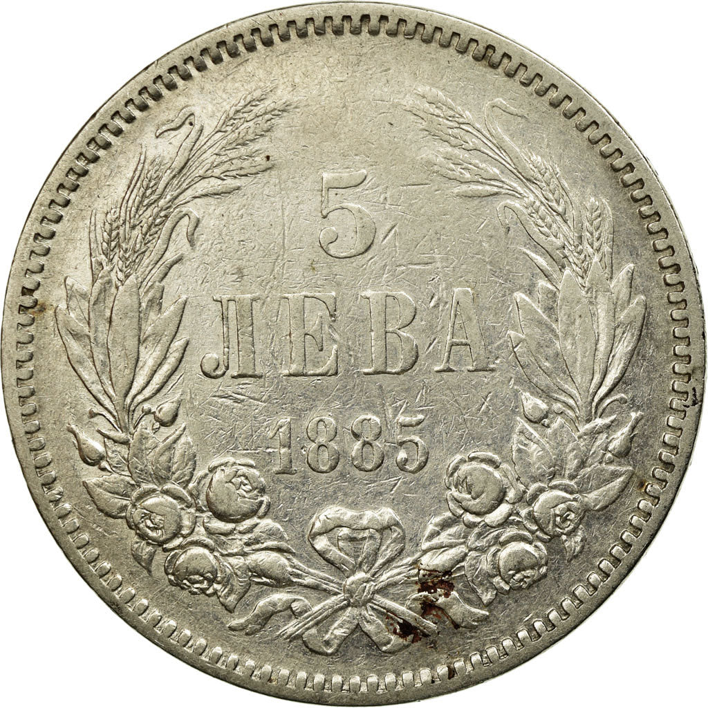 Moneta, Bulgaria, Alexander  I, 5 Leva, 1885, St. Petersburg, MB+, Argento, KM:7