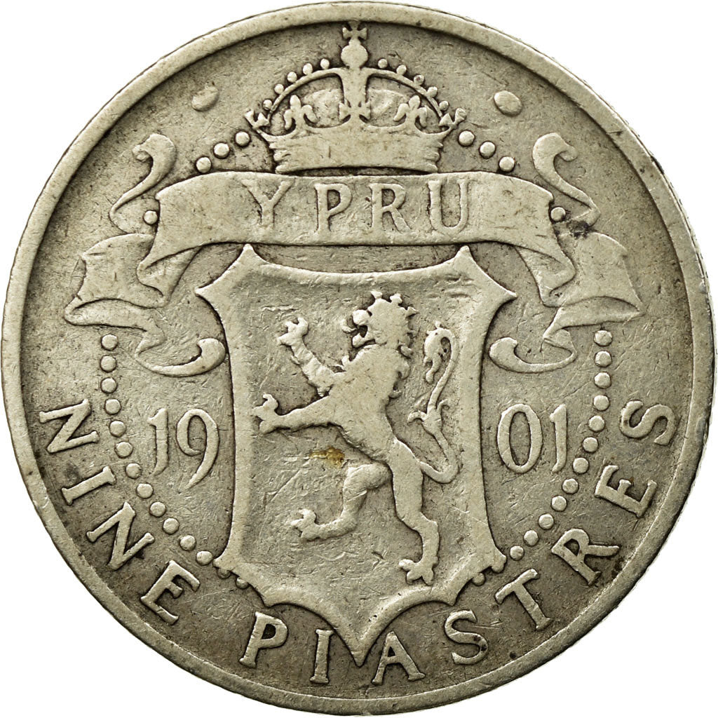 Münze, Zypern, 9 Piastres, 1901, S, Silber, KM:6