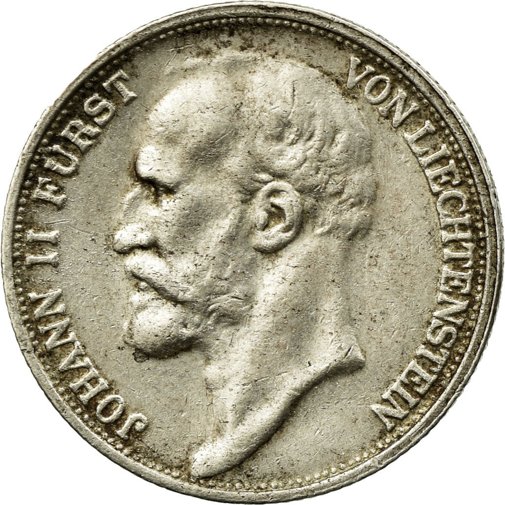 Moneda, Liechtenstein, Prince John II, 1/2 Frank, 1924, MBC, Plata, KM:7