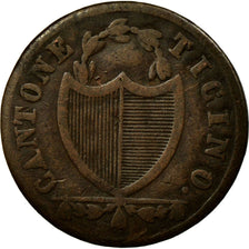 Coin, SWISS CANTONS, TICINO, 3 Soldi, 1838, VF(20-25), Billon, KM:2