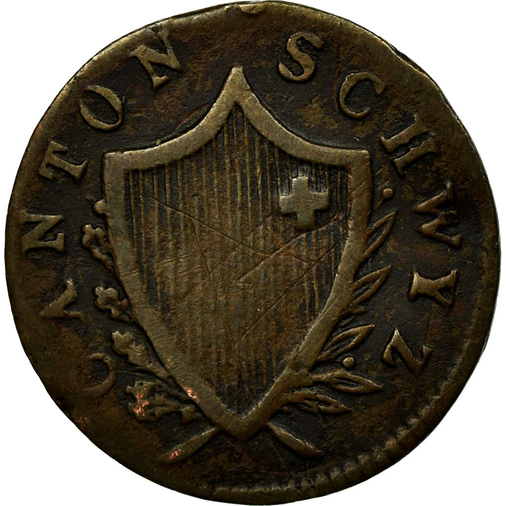 Coin, SWISS CANTONS, SCHWYZ, 2 Rappen, 1846, EF(40-45), Billon, KM:62