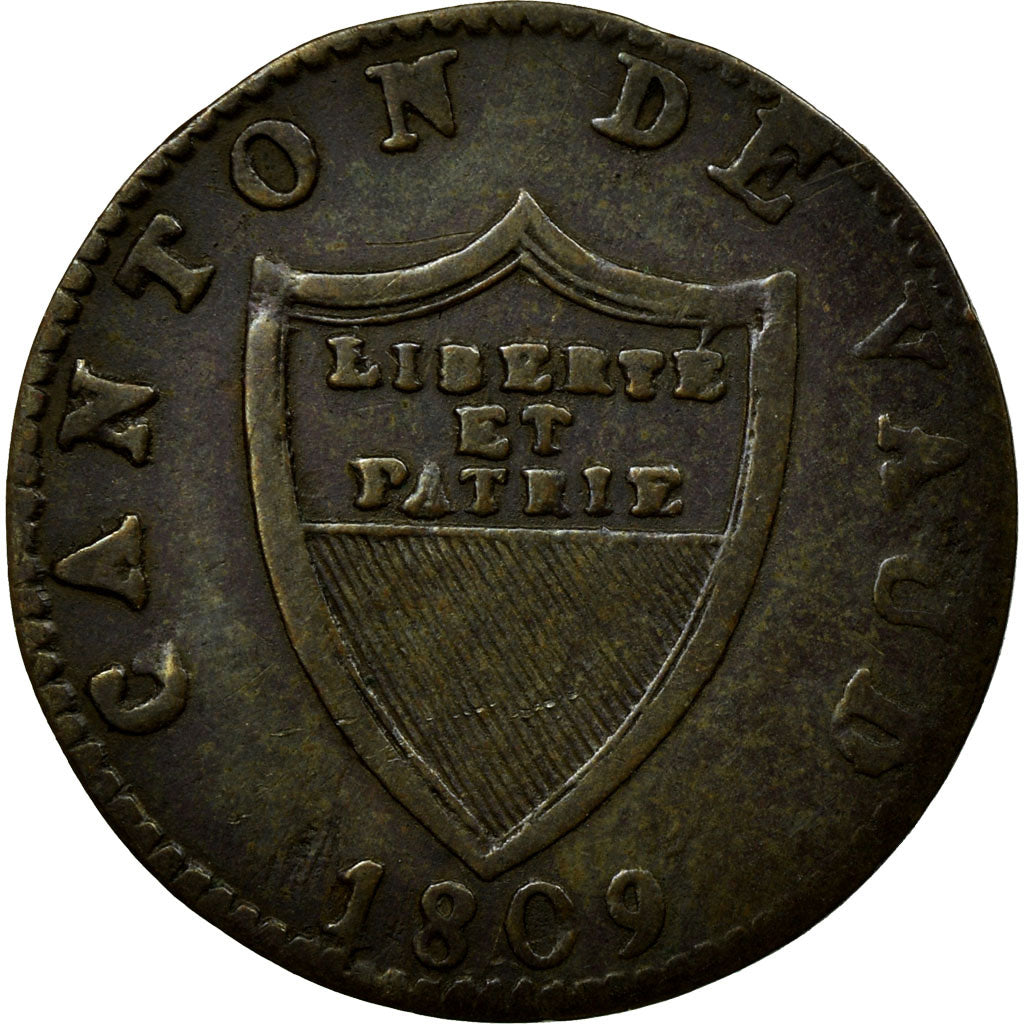 Coin, SWISS CANTONS, VAUD, 2-1/2 Rappen, 1809, EF(40-45), Billon, KM:14