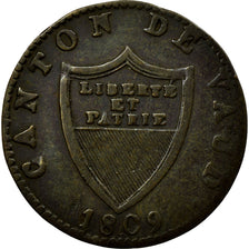 Coin, SWISS CANTONS, VAUD, 2-1/2 Rappen, 1809, EF(40-45), Billon, KM:14