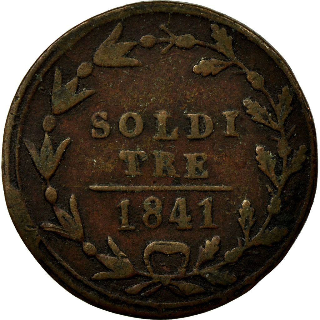 Coin, SWISS CANTONS, TICINO, 3 Soldi, 1841, VF(30-35), Billon, KM:2
