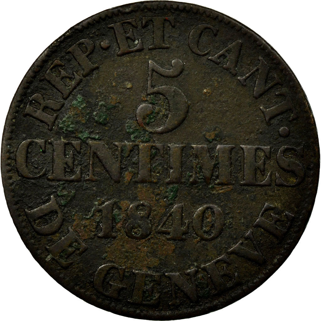 Coin, SWISS CANTONS, GENEVA, 5 Centimes, 1840, Bern, VF(30-35), Billon, KM:131