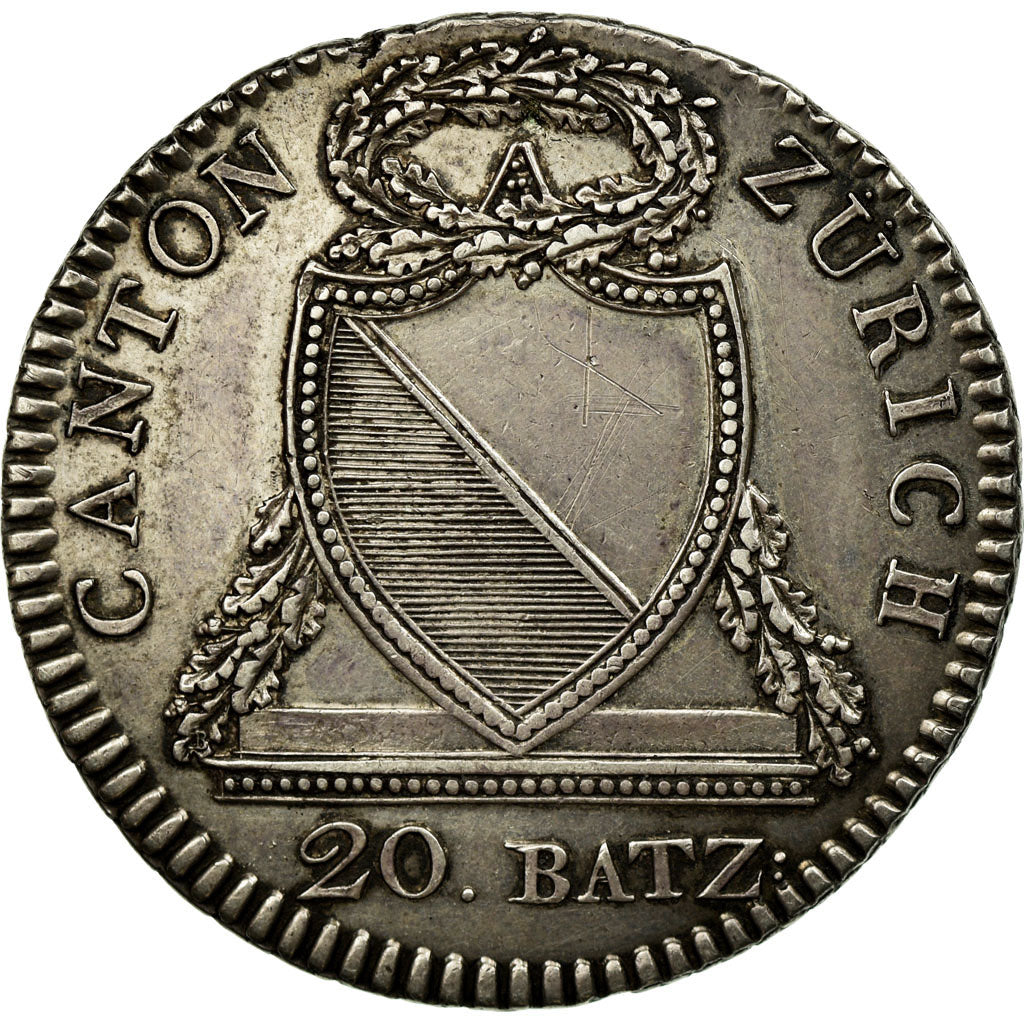 Moneda, CANTONES SUIZOS, ZURICH, 20 Batzen, 1813, Zürich, MBC+, Plata, KM:186