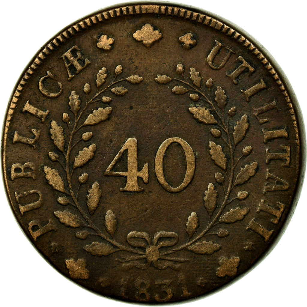 Moneta, Portugal, Miguel, 40 Reis, Pataco, 1831, Lisbon, EF(40-45), Bronze