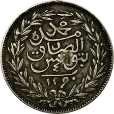 Coin, Tunisia, TUNIS, Sultan Abdul Aziz with Muhammad al-Sadiq Bey, 4 Piastres