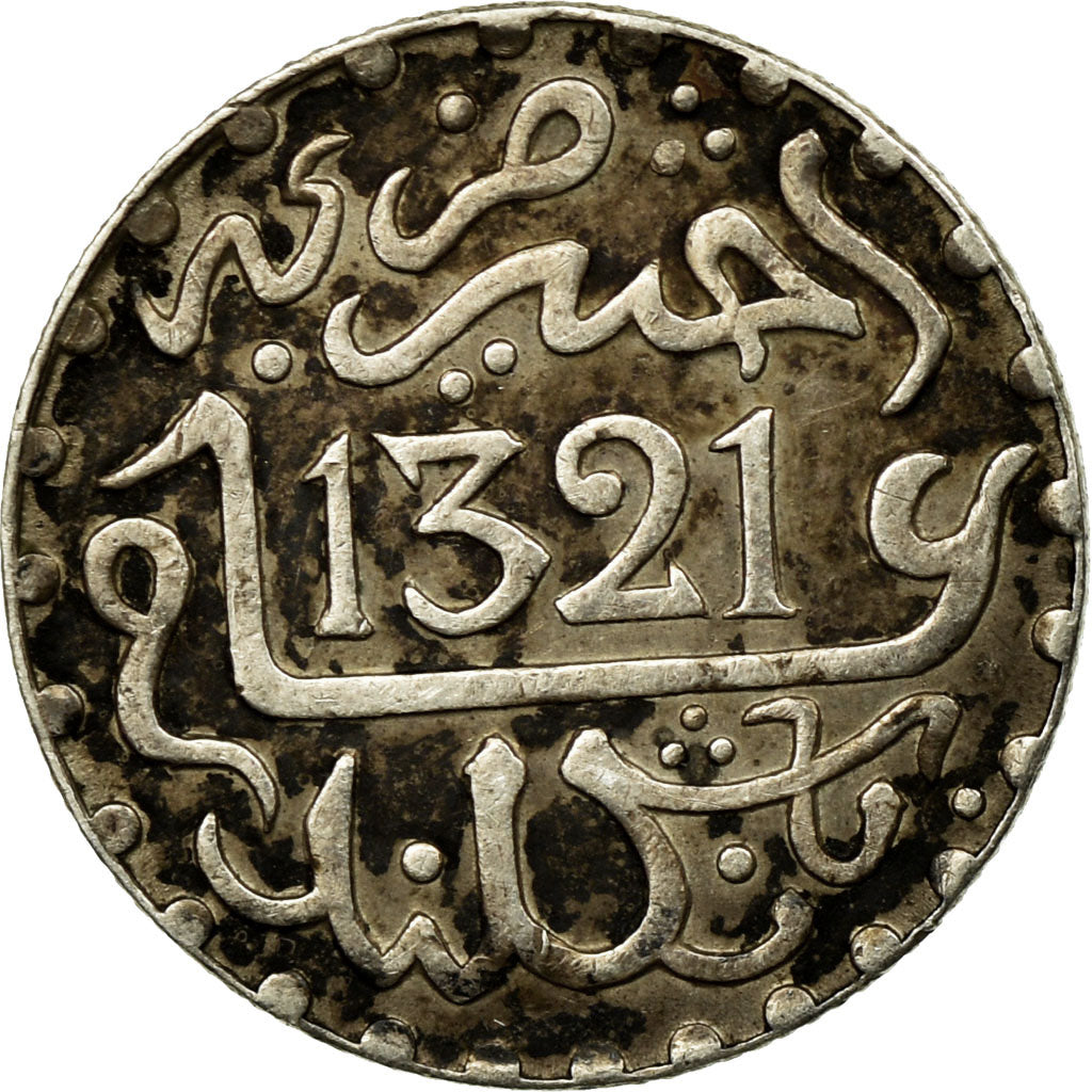 Coin, Morocco, 'Abd al-Aziz, 1/20 Rial, 1/2 Dirham, 1903, London, AU(50-53)