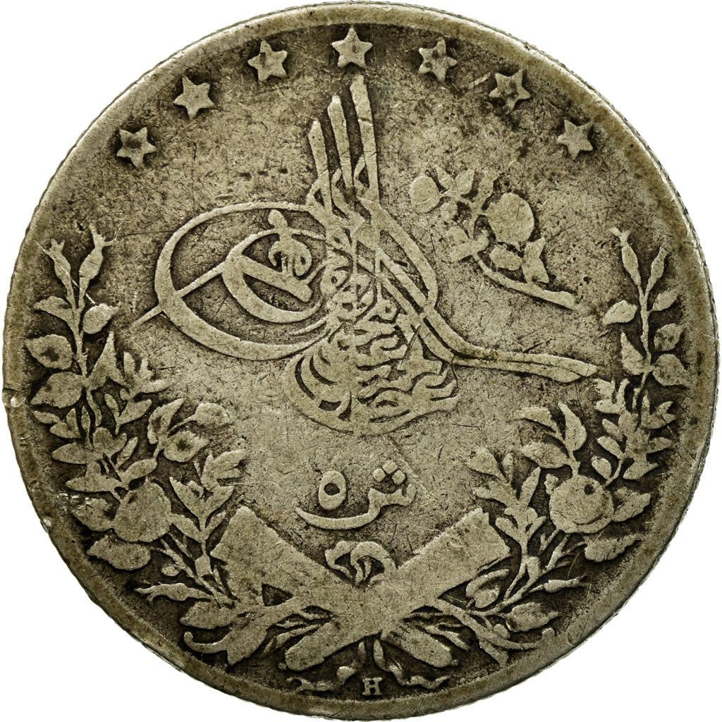 Coin, Egypt, Abdul Hamid II, 5 Qirsh, 1906, VF(20-25), Silver, KM:294